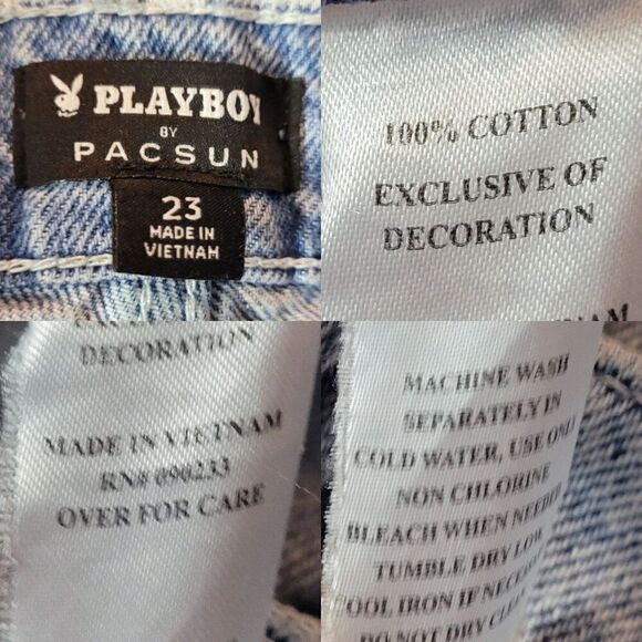 Playboy By PacSun Eco Super Distressed High Waisted Baggy Jeans 23 Streetwear - Picture 3 of 12